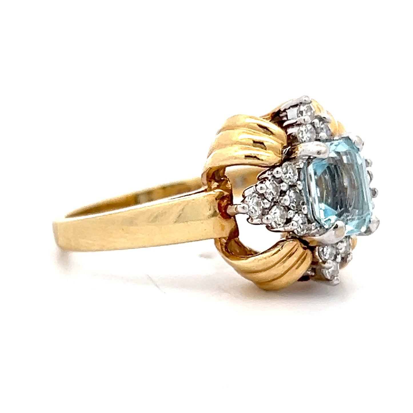 .75 Vintage 1950s Aquamarine & Diamond Ring in 14k