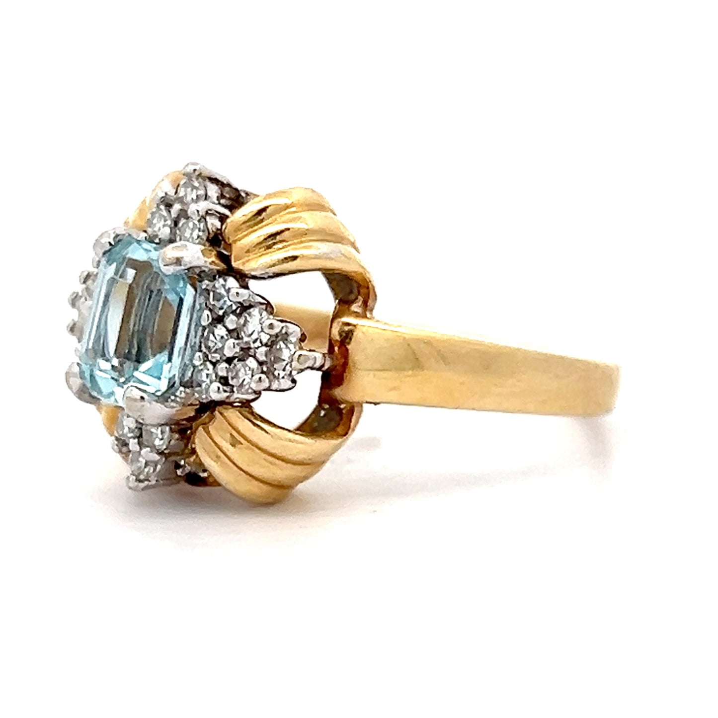 .75 Vintage 1950s Aquamarine & Diamond Ring in 14k