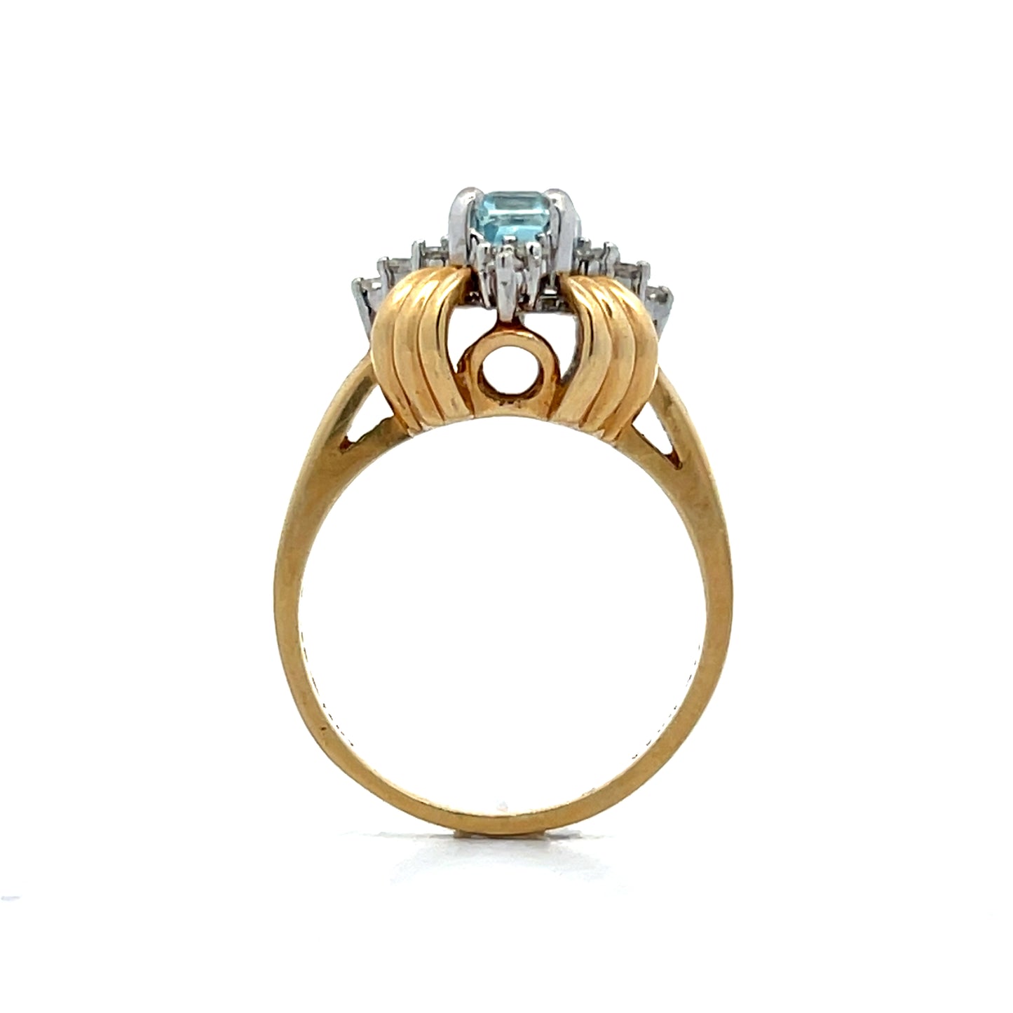.75 Vintage 1950s Aquamarine & Diamond Ring in 14k