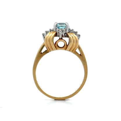 .75 Vintage 1950s Aquamarine & Diamond Ring in 14k