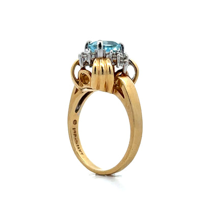 .75 Vintage 1950s Aquamarine & Diamond Ring in 14k