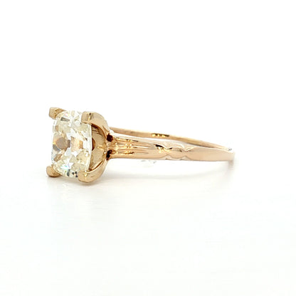 1.19 Vintage Old Mine Cushion Diamond Engagement Ring 14k