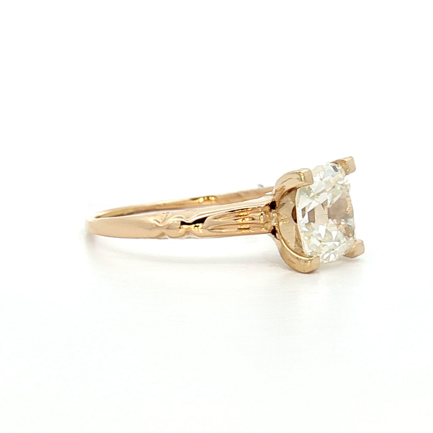 1.19 Vintage Old Mine Cushion Diamond Engagement Ring 14k