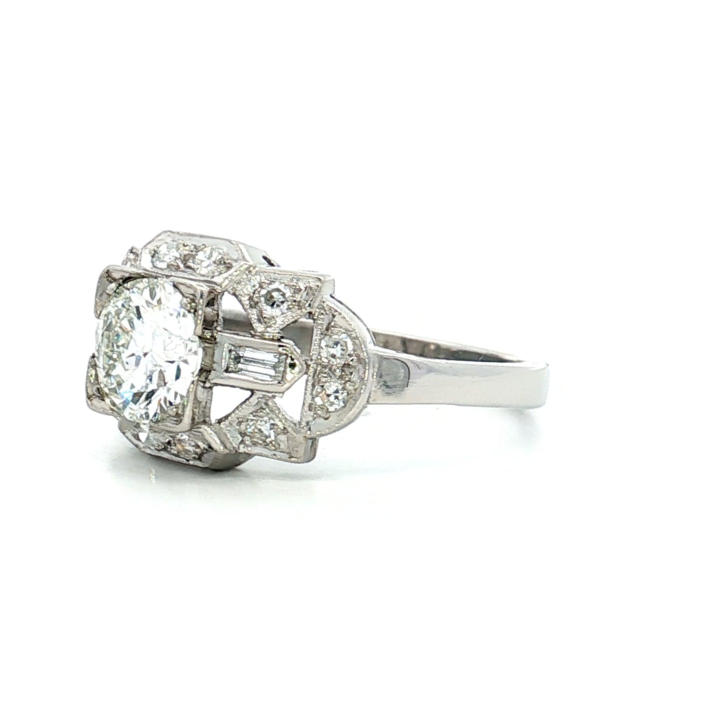 .89 Antique Old European Diamond Engagement Ring Platinum