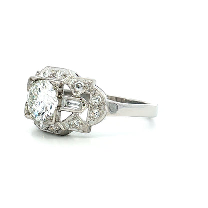 .89 Antique Old European Diamond Engagement Ring Platinum