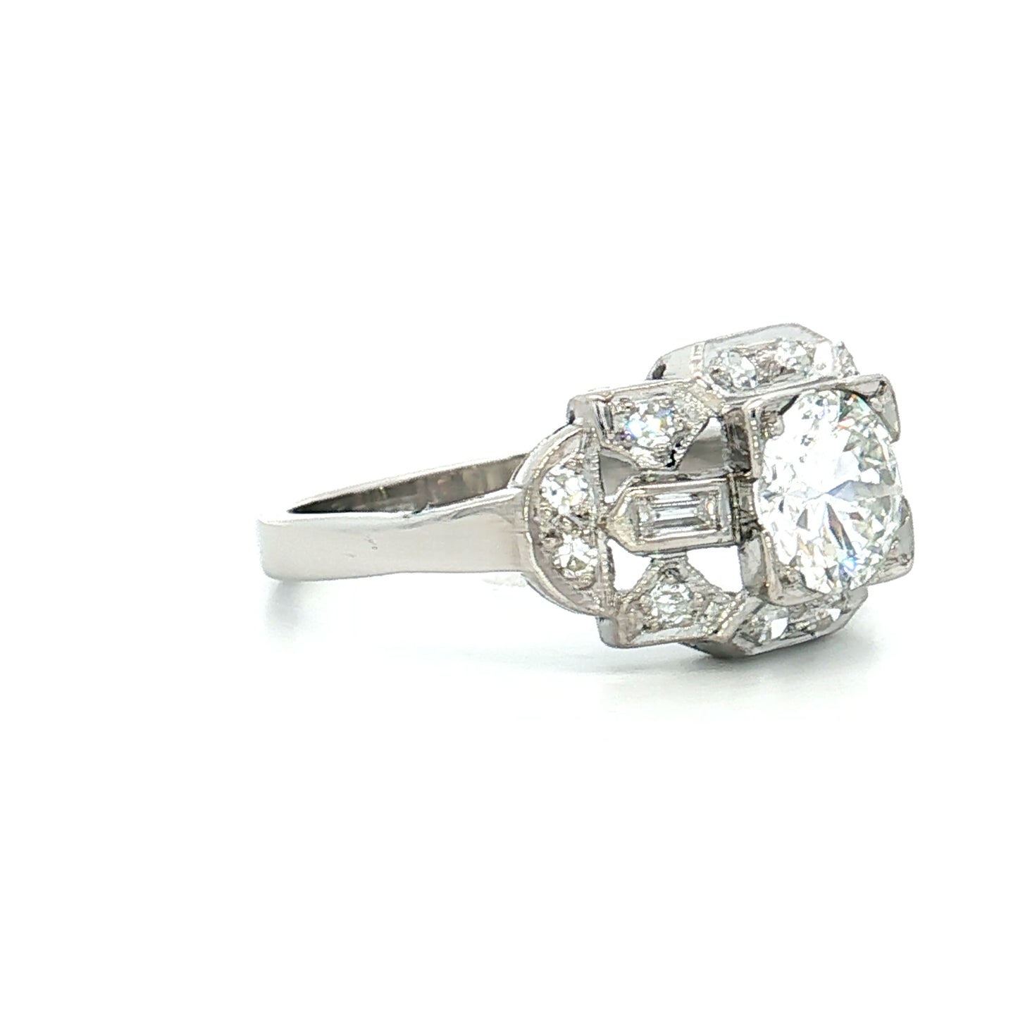 .89 Antique Old European Diamond Engagement Ring Platinum