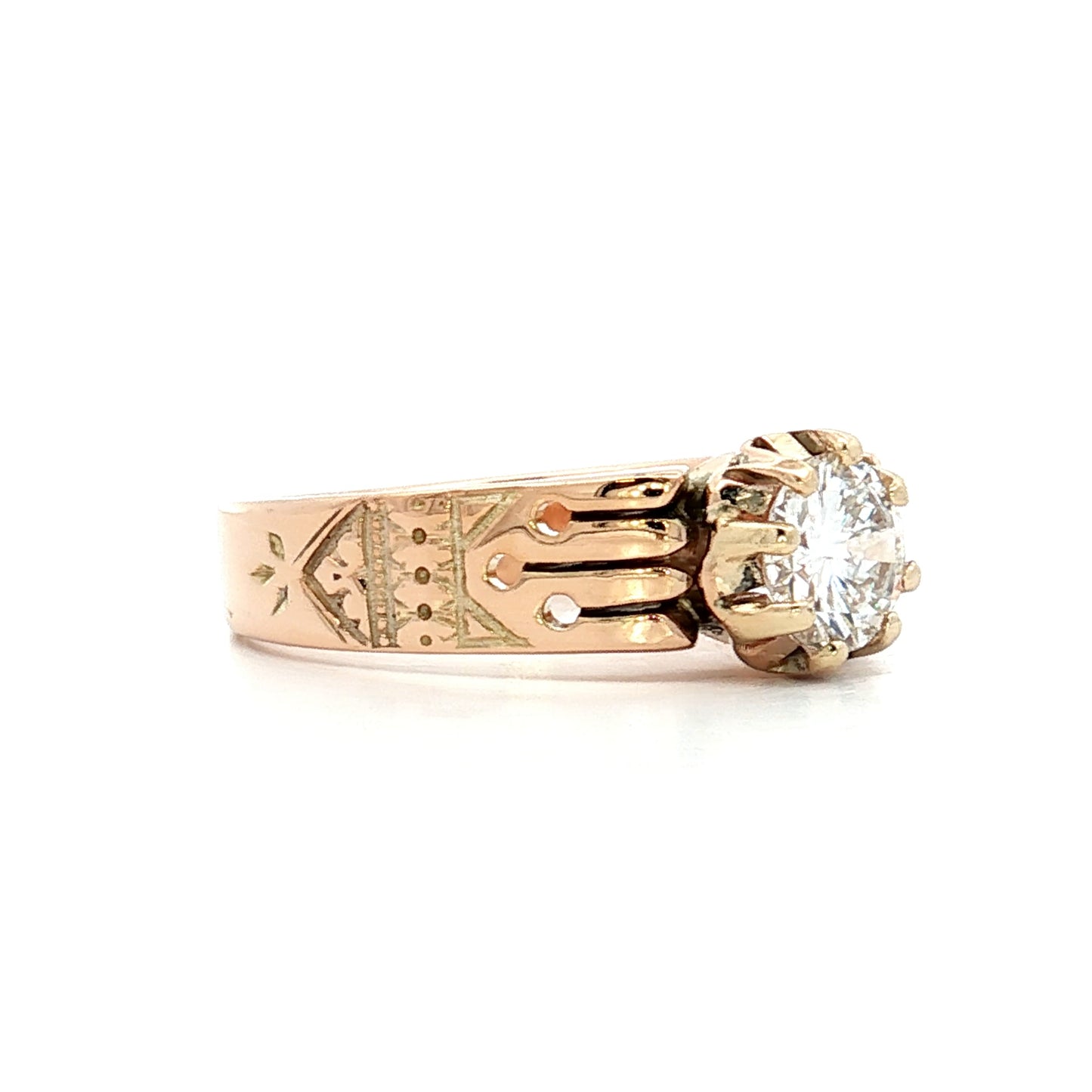 .65 Victorian Diamond Engagement Ring in 14k Rose Gold