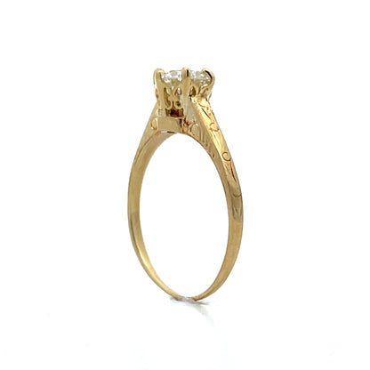 .90 Vintage Art Deco Engagement Ring in 14k Yellow Gold