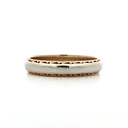 Mens Vintage Retro Two-Tone Wedding Band 14k