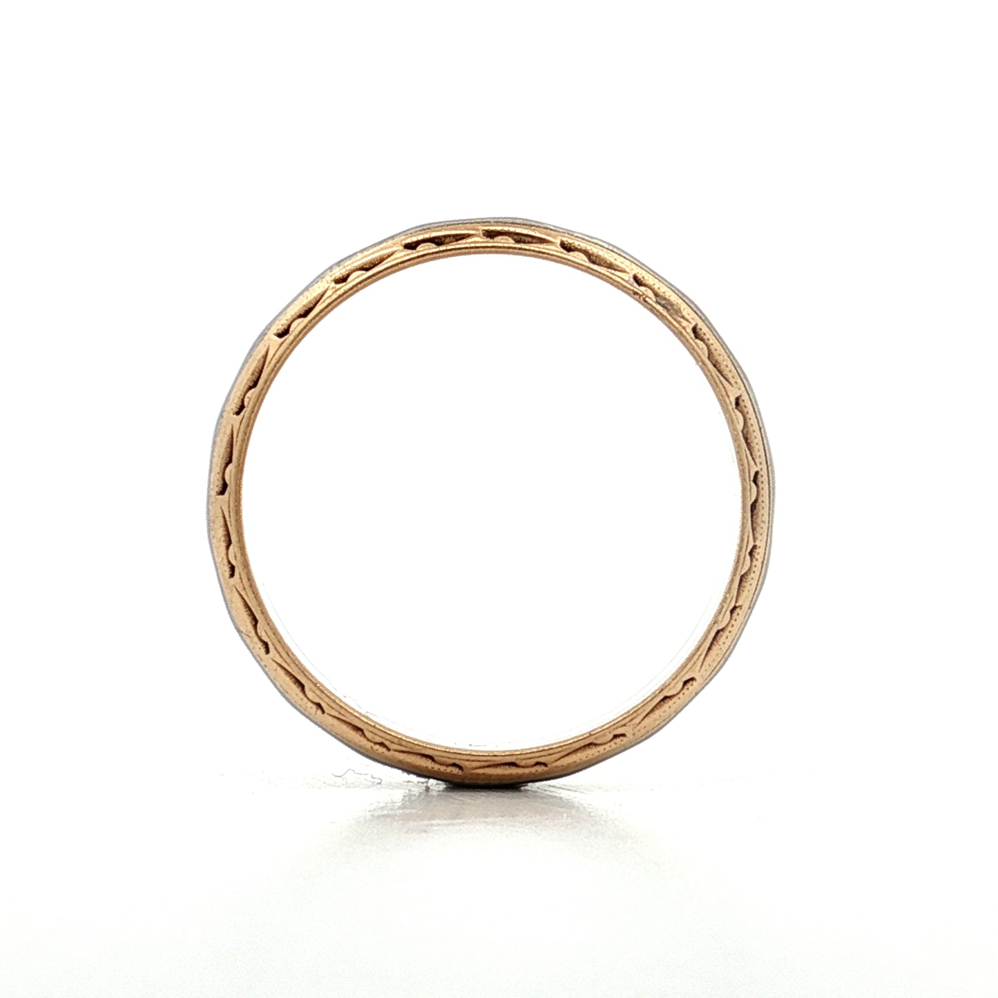 Mens Vintage Retro Two-Tone Wedding Band 14k