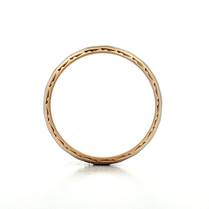 Mens Vintage Retro Two-Tone Wedding Band 14k