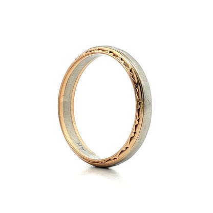 Mens Vintage Retro Two-Tone Wedding Band 14k