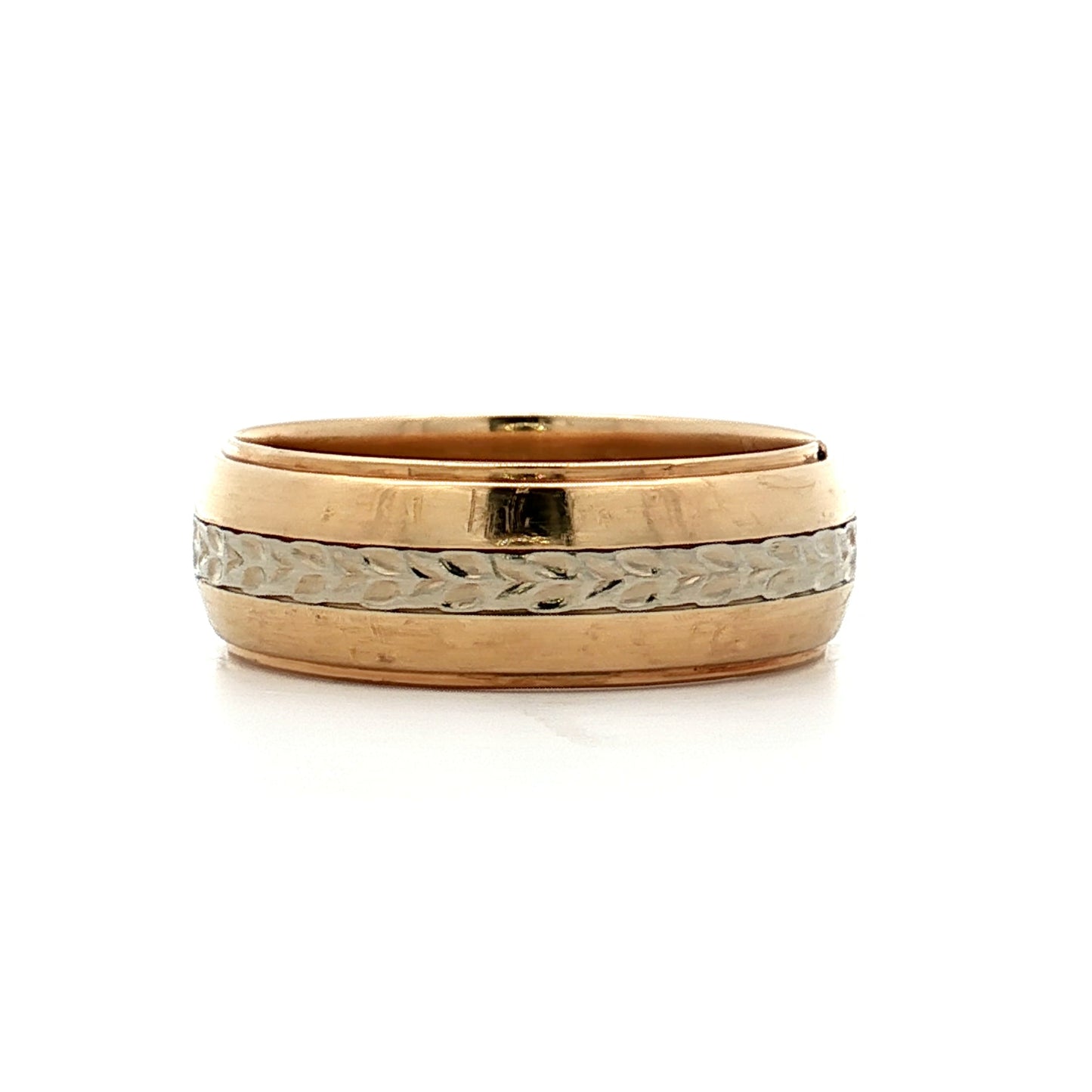 Mens Vintage 1950s Two-Tone Wedding Band 14k