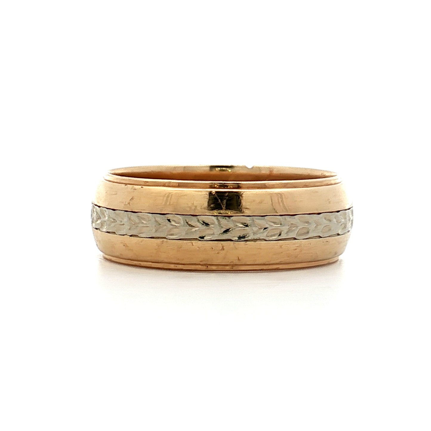 Mens Vintage 1950s Two-Tone Wedding Band 14k