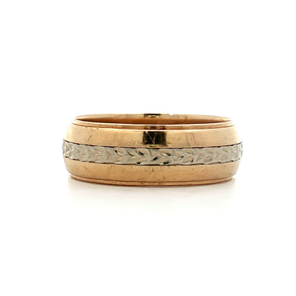 Mens Vintage 1950s Two-Tone Wedding Band 14k