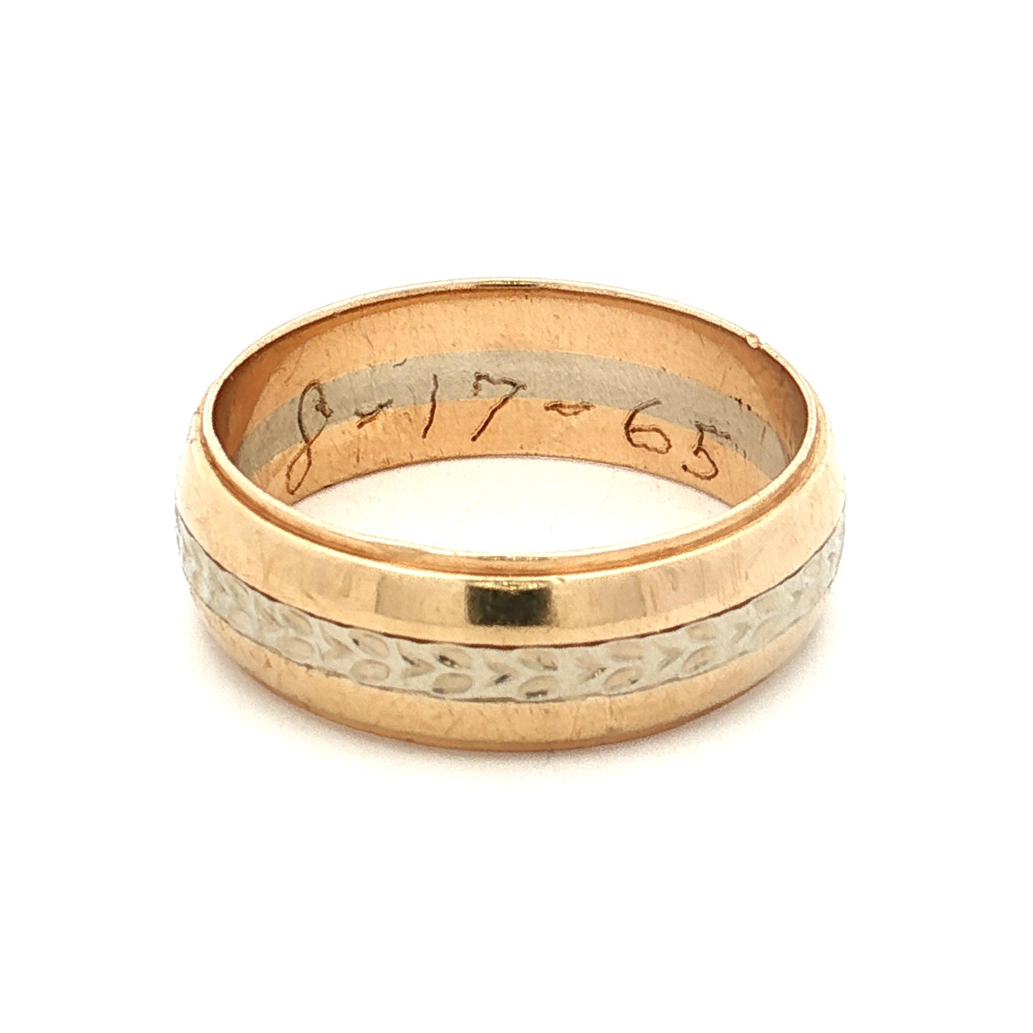 Mens Vintage 1950s Two-Tone Wedding Band 14k