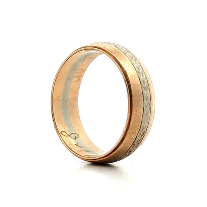 Mens Vintage 1950s Two-Tone Wedding Band 14k