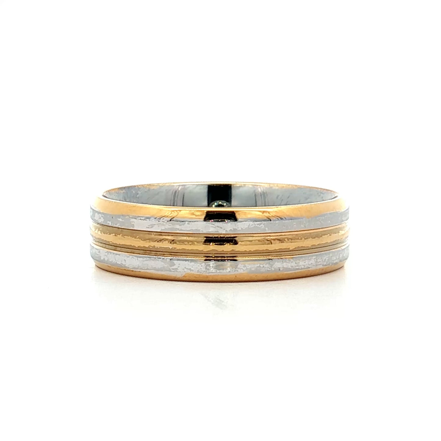6mm Mens Diamond Two-Tone Wedding Band in 18k