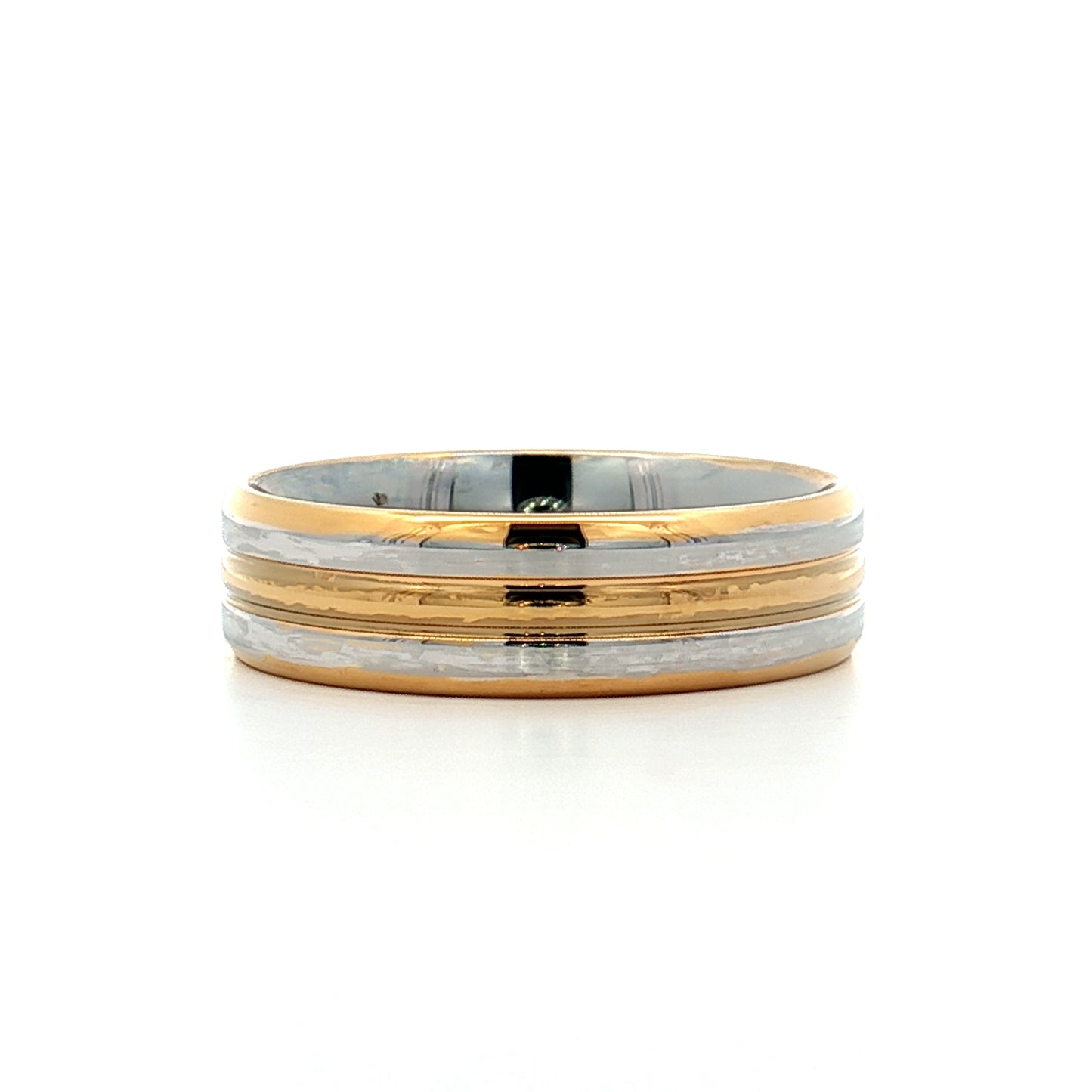 6mm Mens Diamond Two-Tone Wedding Band in 18k