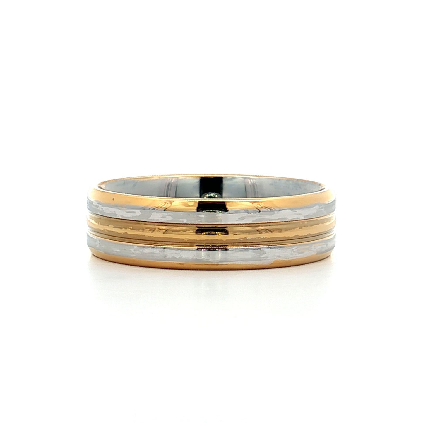 6mm Mens Diamond Two-Tone Wedding Band in 18k