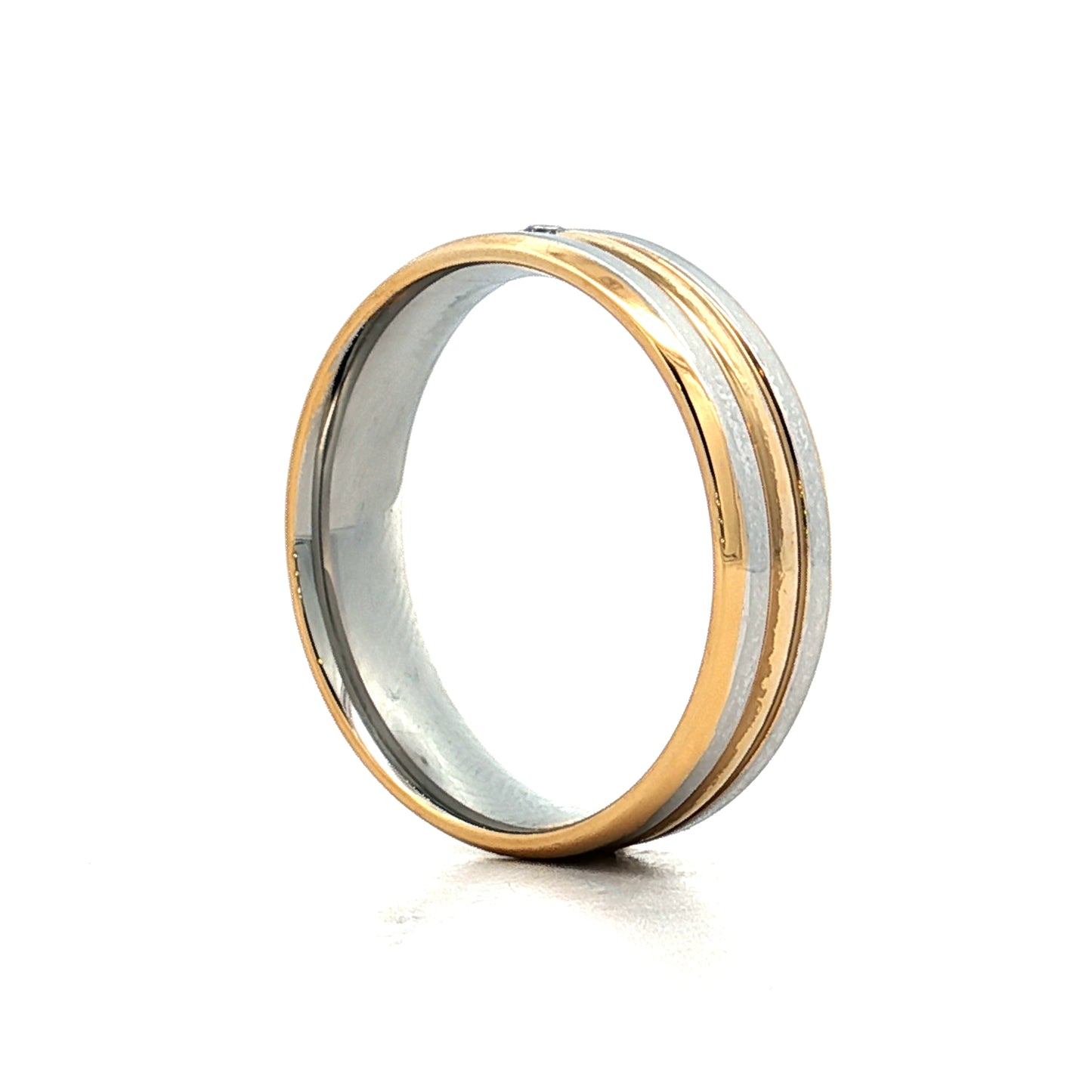 6mm Mens Diamond Two-Tone Wedding Band in 18k