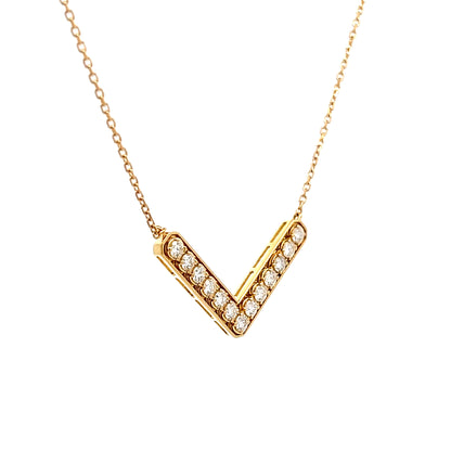 .44 V Shaped Bar Pendant Necklace in 18k Yellow Gold