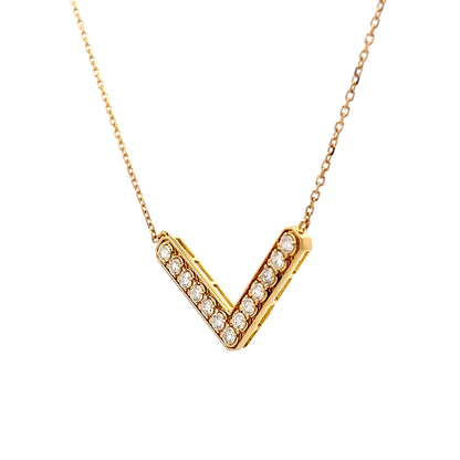 .44 V Shaped Bar Pendant Necklace in 18k Yellow Gold