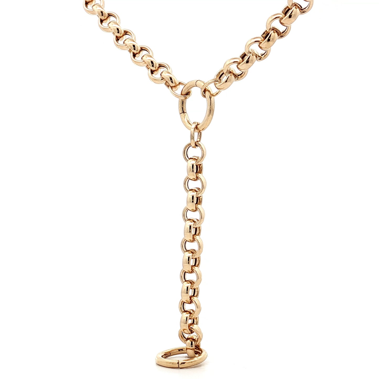 18 Inch Lariat Rolo Chain Necklace in 14k Yellow Gold
