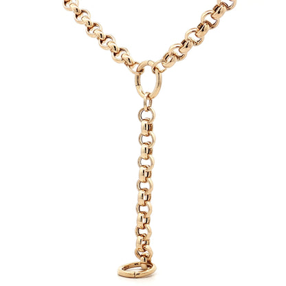 18 Inch Lariat Rolo Chain Necklace in 14k Yellow Gold