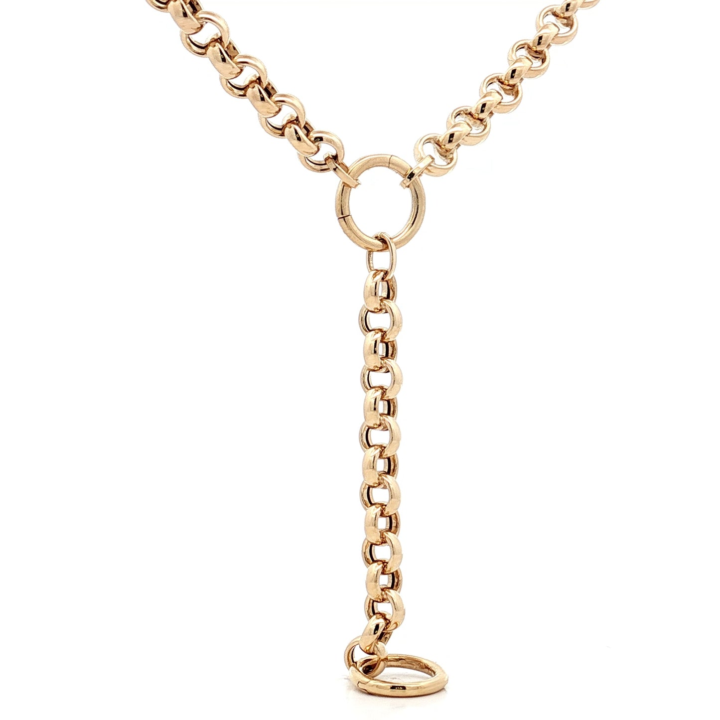 18 Inch Lariat Rolo Chain Necklace in 14k Yellow Gold