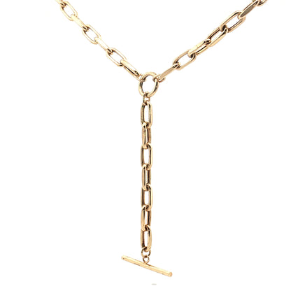 16 Inch Paperclip Lariat Necklace in 14k Yellow Gold