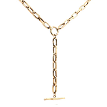 16 Inch Paperclip Lariat Necklace in 14k Yellow Gold