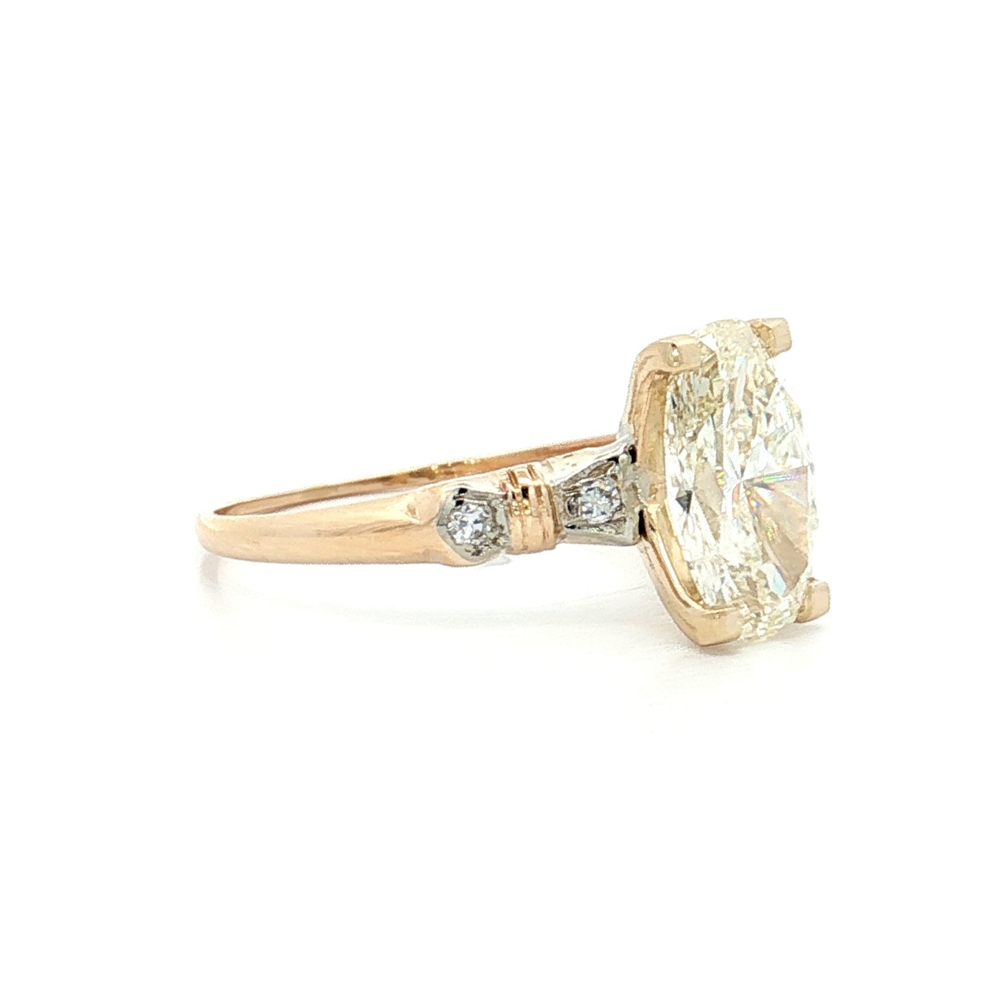1.50 Vintage Oval Diamond Engagement Ring in 14k