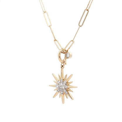 .35 Diamond Starburst Pendant Necklace in 14k