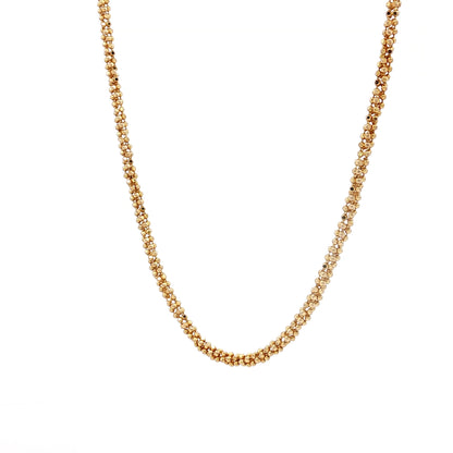 18 Inch Beaded Chain Necklace in 14k Yellow Gold