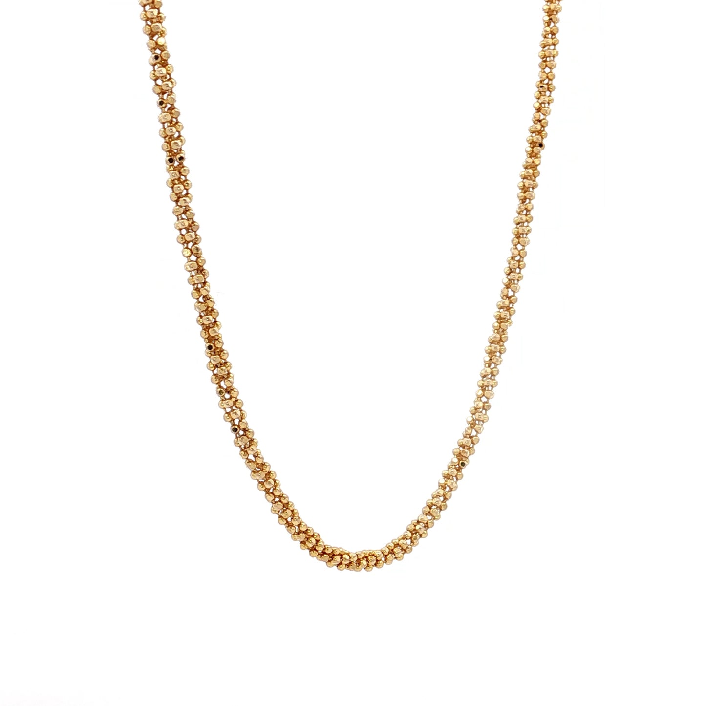 18 Inch Beaded Chain Necklace in 14k Yellow Gold