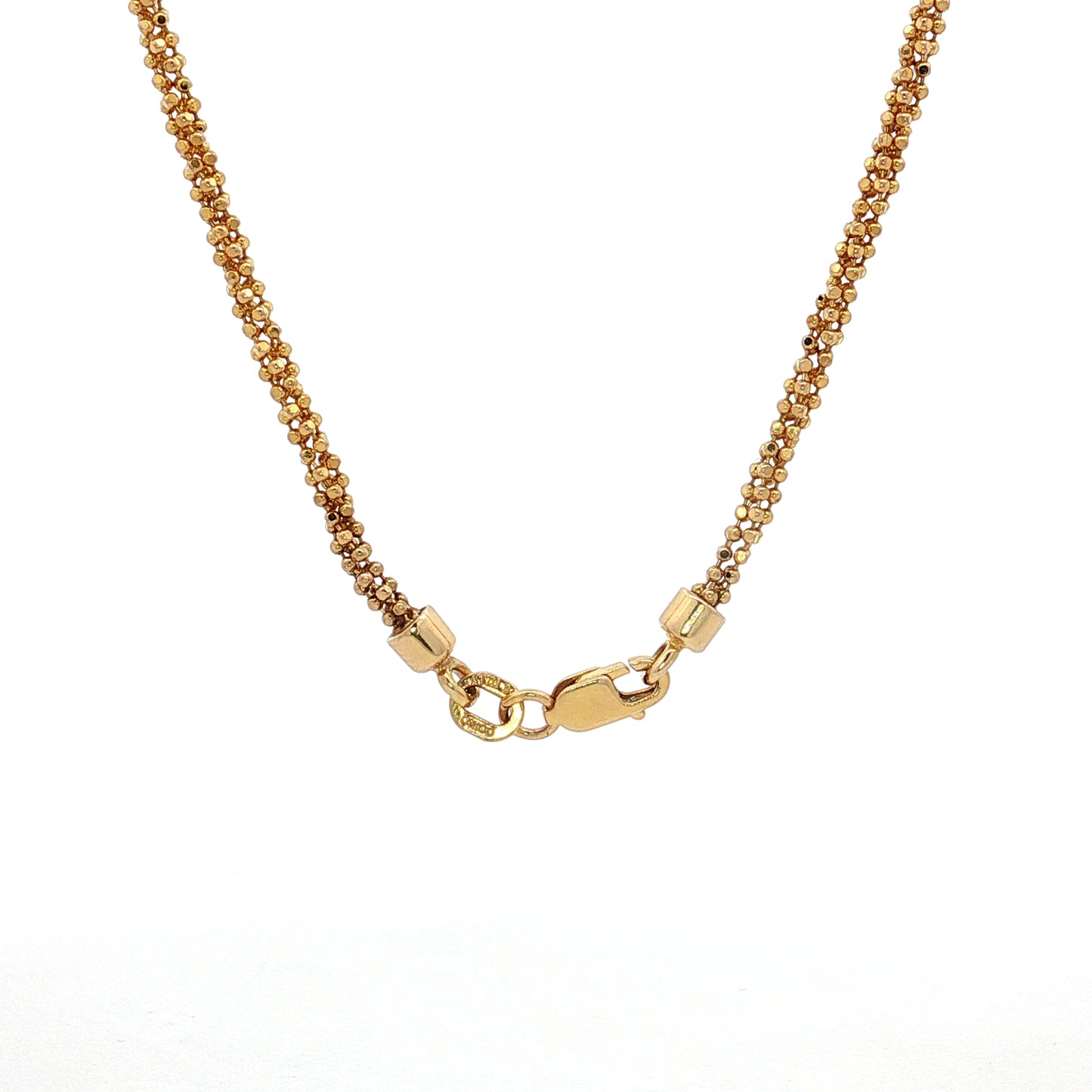 18 Inch Beaded Chain Necklace in 14k Yellow Gold