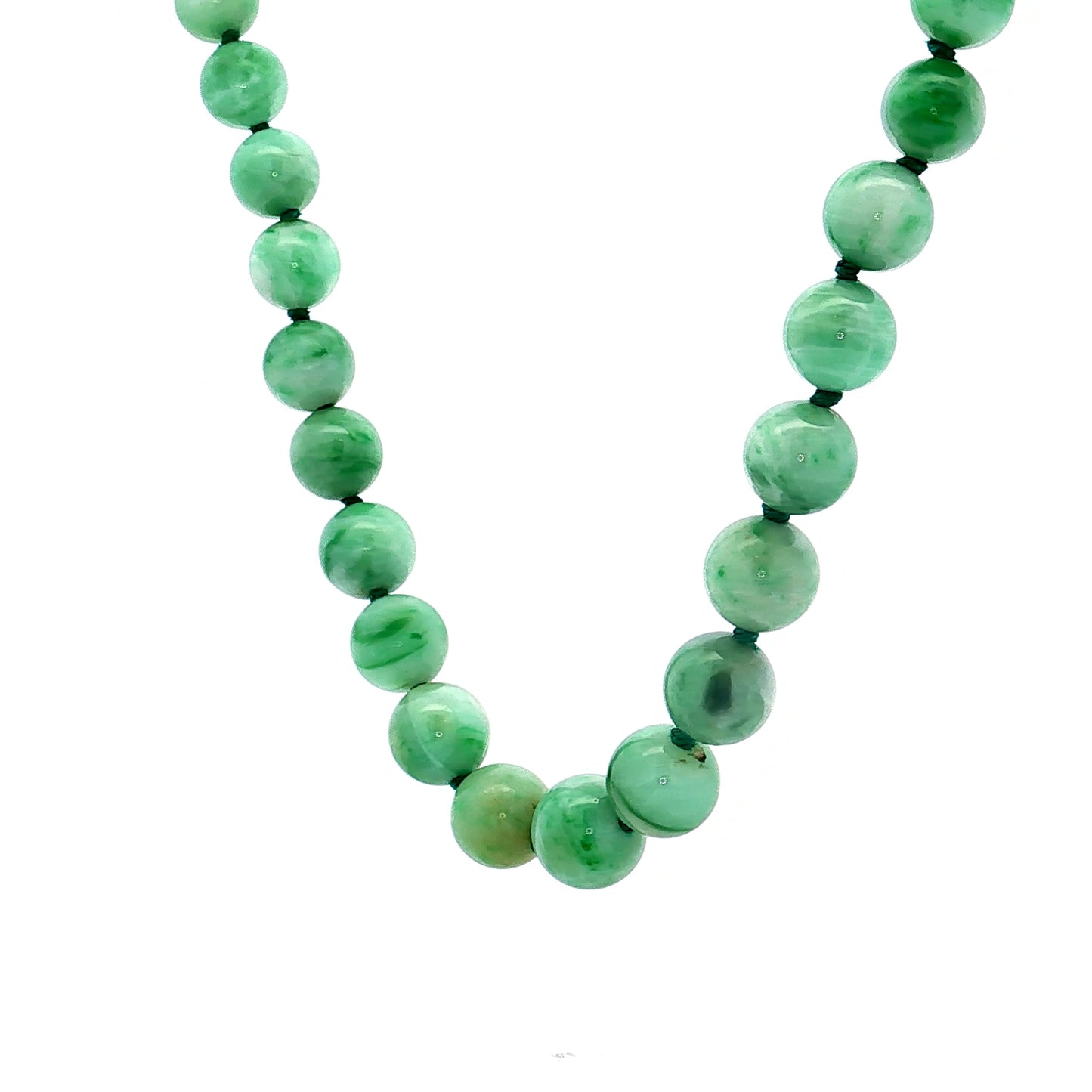 Graduated Beaded Jade Necklace in 14k Yellow Gold