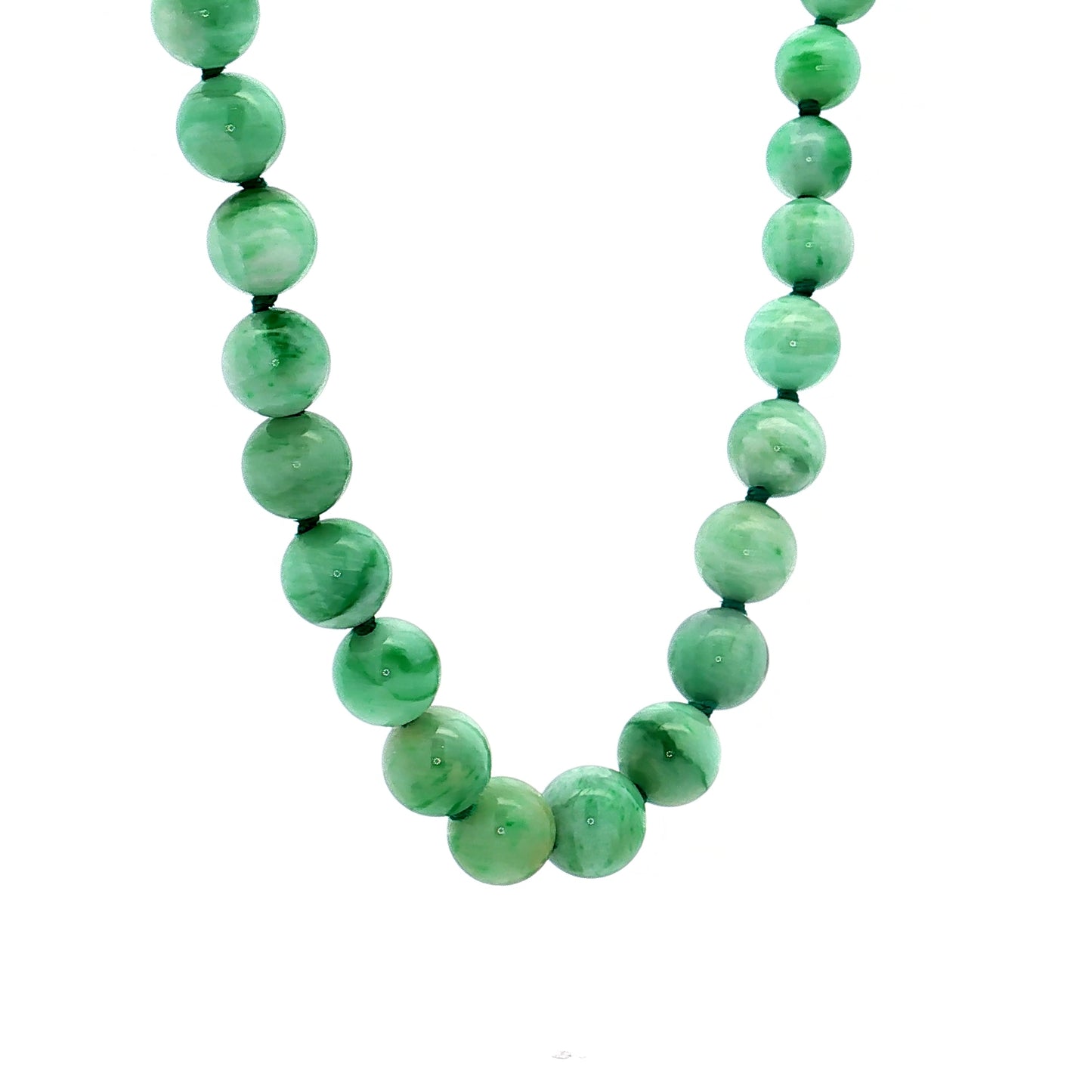 Graduated Beaded Jade Necklace in 14k Yellow Gold