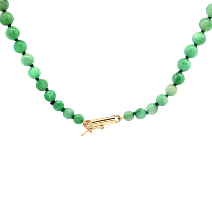 Graduated Beaded Jade Necklace in 14k Yellow Gold
