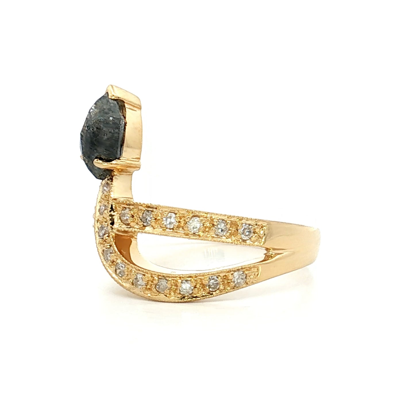 1.08 Hexagon Diamond Snake Ring 18k Yellow Gold