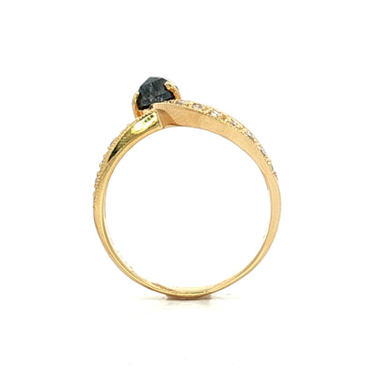 1.08 Hexagon Diamond Snake Ring 18k Yellow Gold