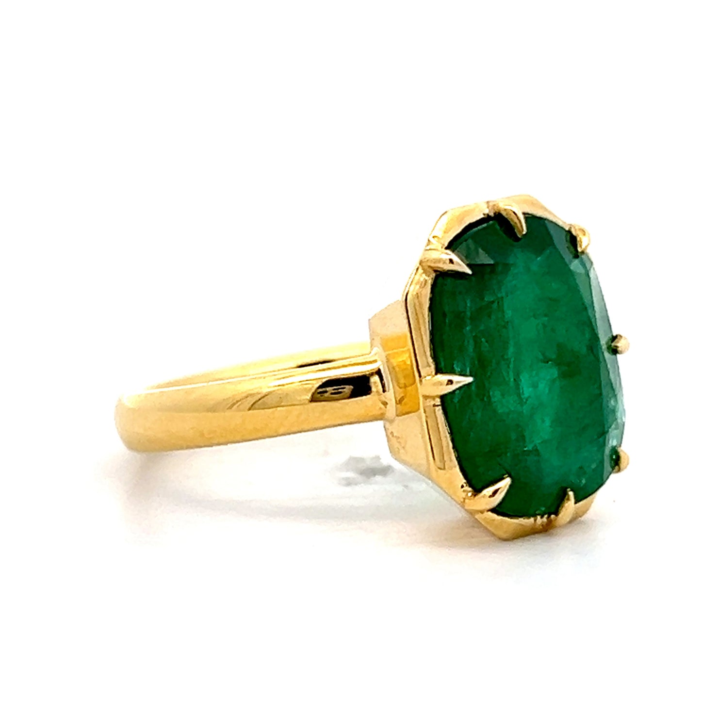 5.61 Cushion Cut Emerald Cocktail Ring in 18k