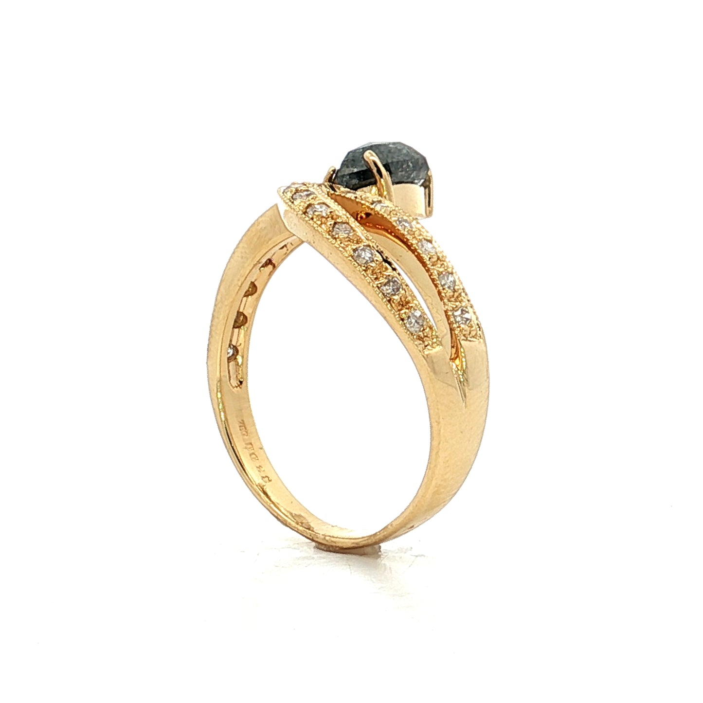 1.08 Hexagon Diamond Snake Ring 18k Yellow Gold