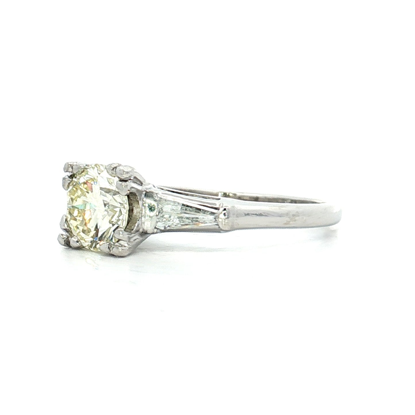 1.11 Vintage Round Diamond Engagement Ring in Platinum