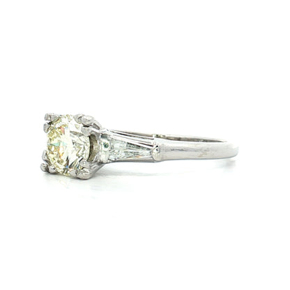 1.11 Vintage Round Diamond Engagement Ring in Platinum