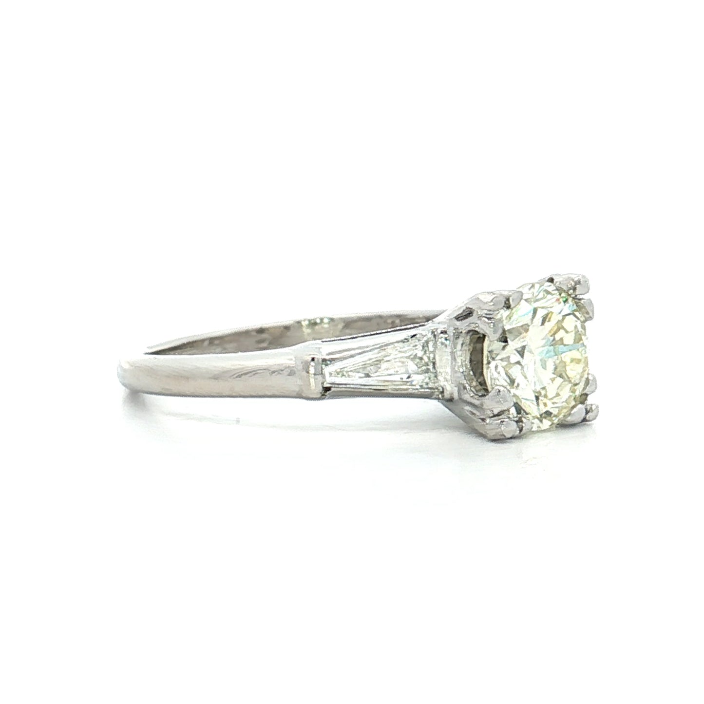 1.11 Vintage Round Diamond Engagement Ring in Platinum