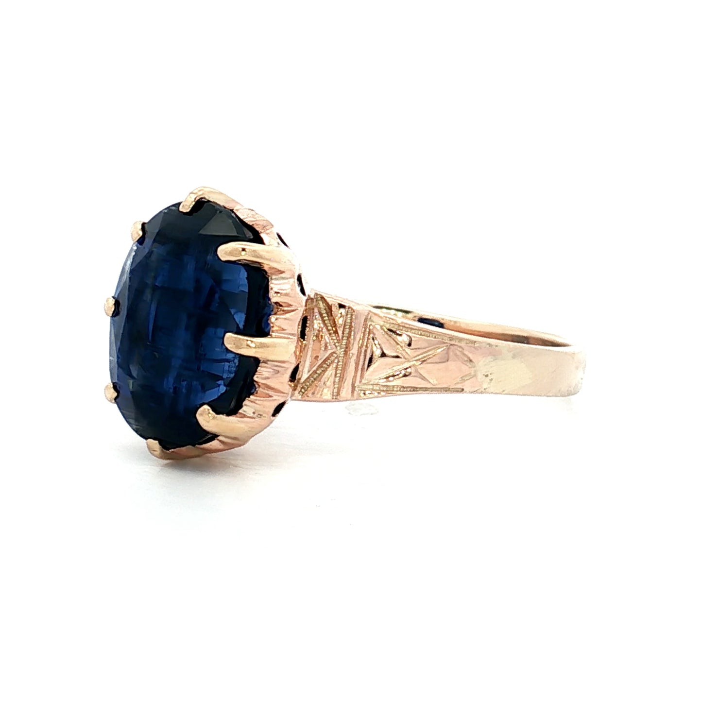 6.34 Vintage Oval Blue Sapphire Engagement Ring 14k