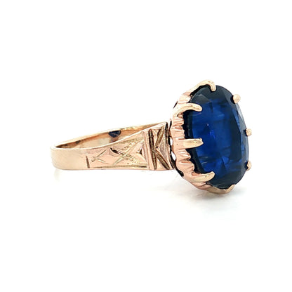 6.34 Vintage Oval Blue Sapphire Engagement Ring 14k