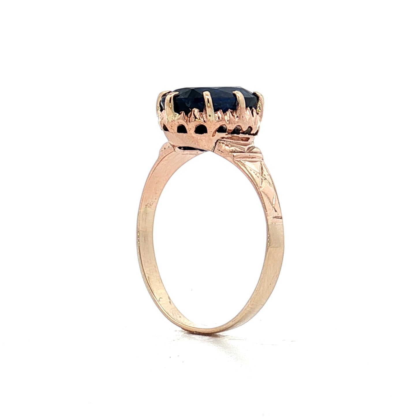 6.34 Vintage Oval Blue Sapphire Engagement Ring 14k